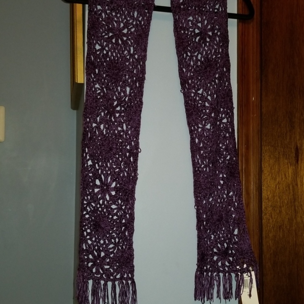 Charter Club Crochet Winter Purple Scarf